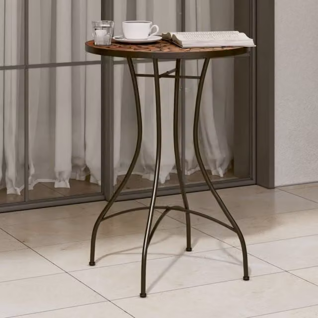 Berkfield Home Mosaic Bistro Table in Orange Ceramic and Metal, W/D: 50 x 50 cm – 1