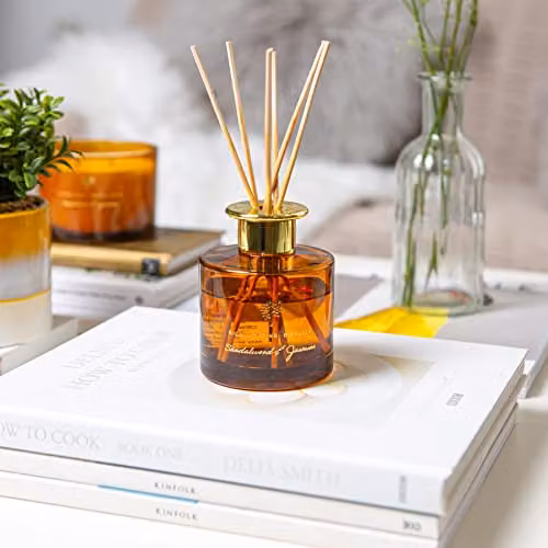 Nicola Spring Sandalwood & Jasmine Scented Reed Diffuser Set, Pack of 3, 200ml, Orange – 3
