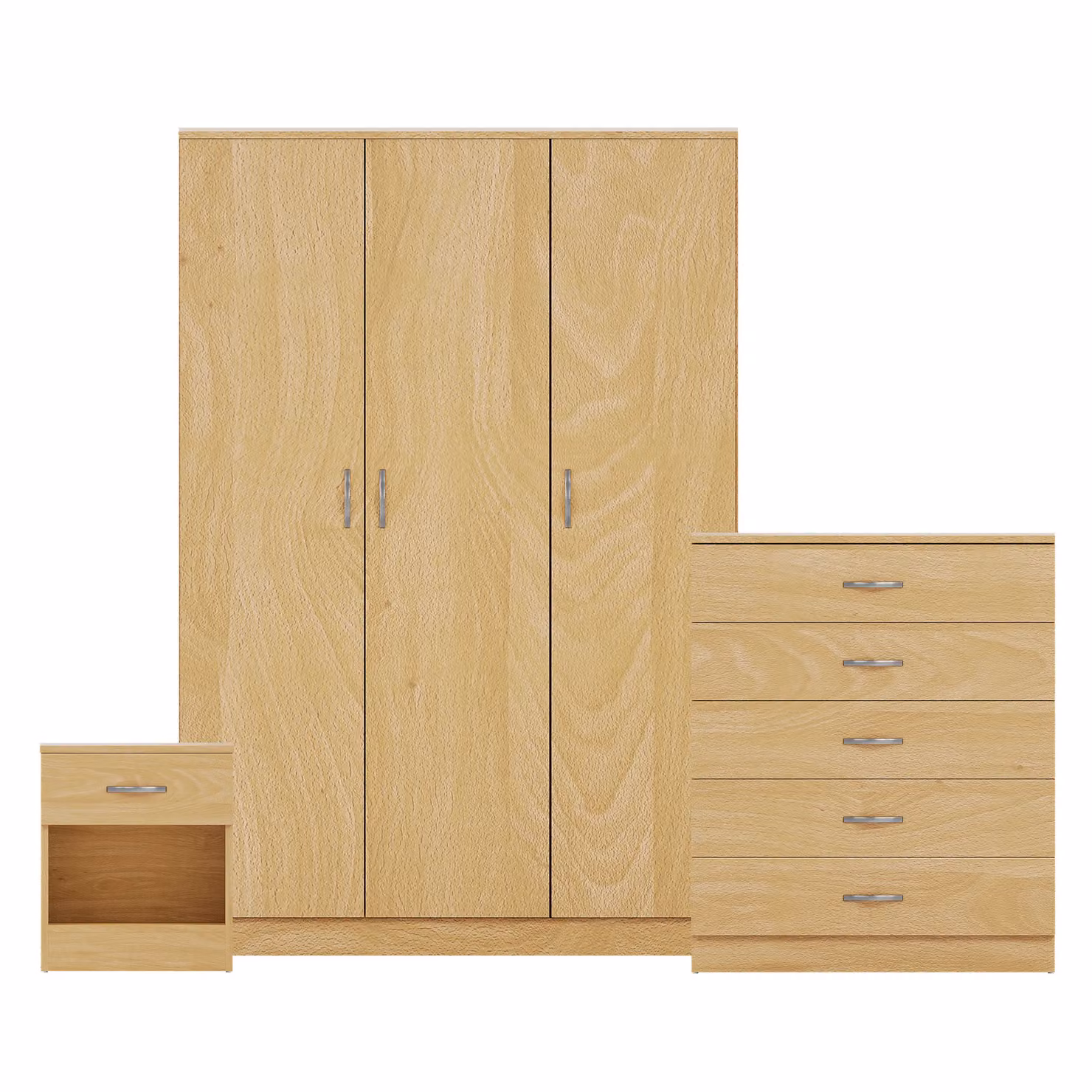 Vida Designs Riano 3 Piece Brown Bedroom Set with 5 Drawer Chest and 3 Door Wardrobe – 2