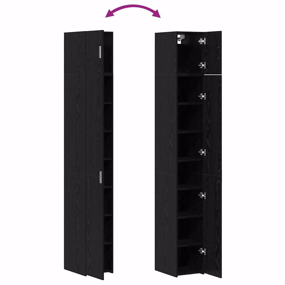 Berkfield Home Slim Storage Cabinet in Black Oak, W: 30 cm, D: 42.5 cm, H: 225 cm – 5