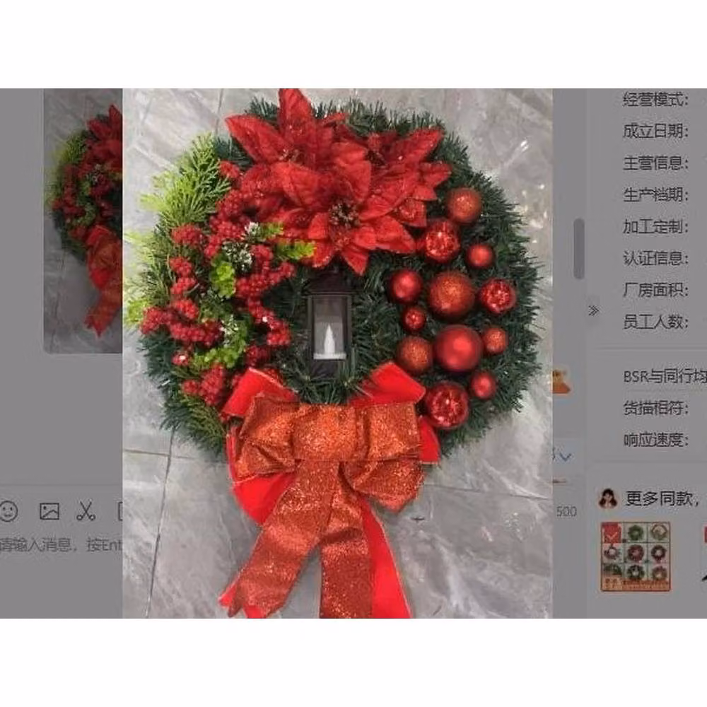 FLAVORA Large Red Christmas Lighting Wreath Garland with Warm White Lights, Diameter: 100 cm, Depth: 15 cm – 6
