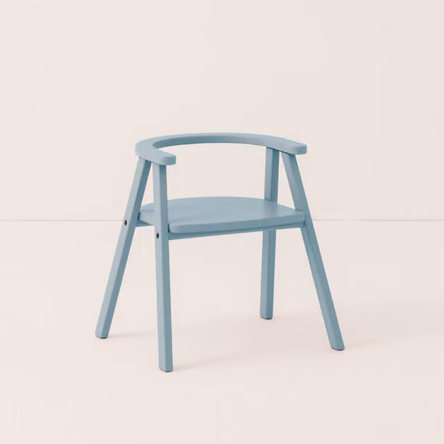 Nobodinoz Growing Green Kid's Chair in Blue Beech Wood, W/D/H: 46.0 x 39.0 x 45.0 cm