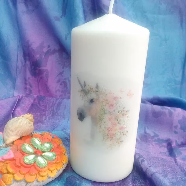 Viki White Unicorn Pillar Candle Set of 2