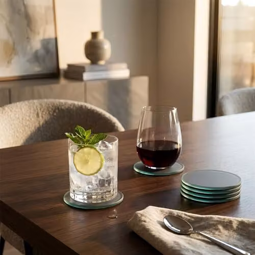 Harbour Housewares 12pc Glass Placemats and Coasters Set in Grey, W: 30 cm, D: 20 cm – 6