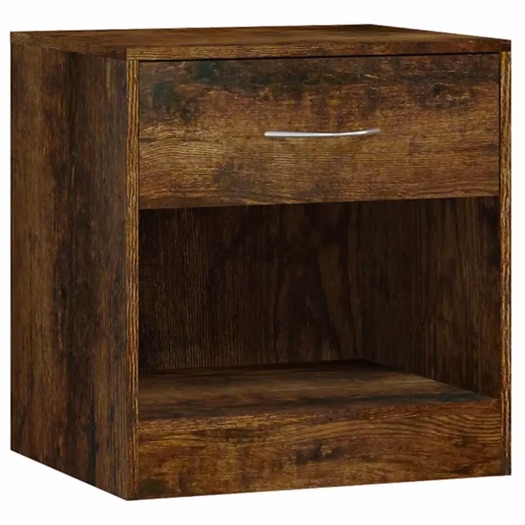 Berkfield Home Set of 2 Smoked Oak Bedside Cabinets with Drawer in Brown – 4