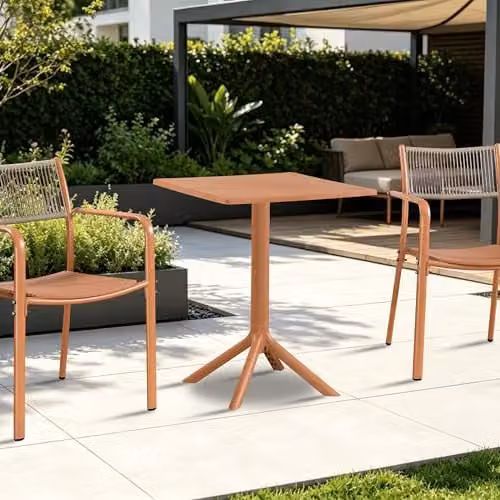 Core Products Rimini Bistro Dining Table, Square Weather-Resistant Garden and Patio Table in White or Green, W/D/H: 60 x 60 x 75 cm – 4