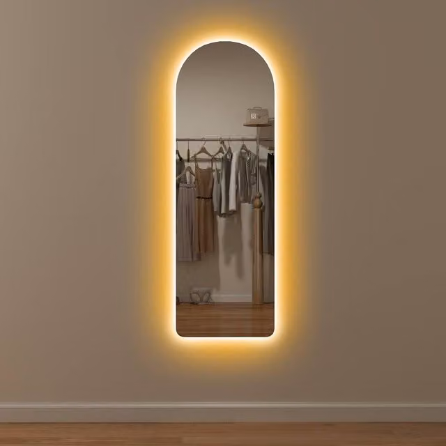 Rolipo Arch Mirror with Dimmable LED Lights in Clear, W/H: 120 x 40 cm