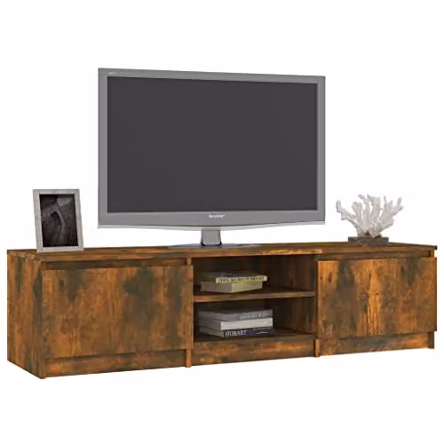 vidaXL Modern TV Cabinet in Brown MDF, W: 140 cm, D: 40 cm, H: 35.5 cm – 4
