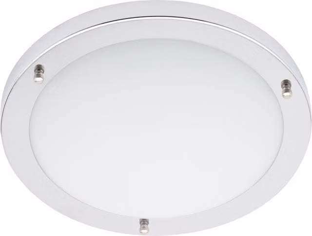Litecraft Mari Large Round Bathroom Ceiling Flush Light in Chrome and Glass