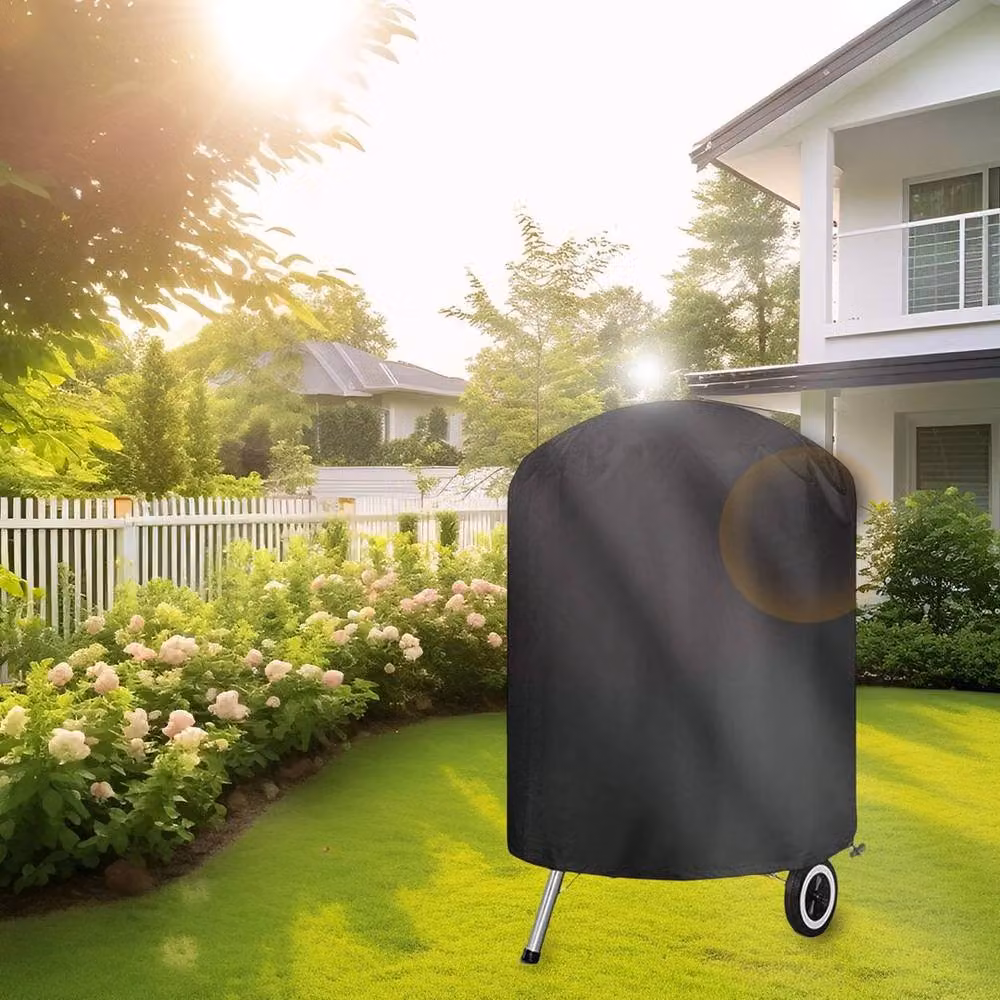 KORVIXA Heavy-Duty Waterproof Round Charcoal Grill BBQ Kettle Cover in Black, W/D/H: 70 x 70 x 70 cm – 5