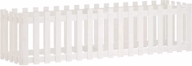 Berkfield Home Garden White Wooden Raised Bed with Fence Design, W/D/H: 200 x 50 x 50 cm