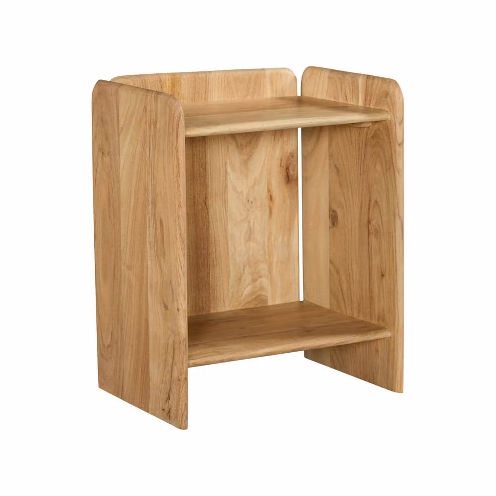 sweeek Exotic Acacia Wood Bedside Table with 2 Levels in Brown – 2