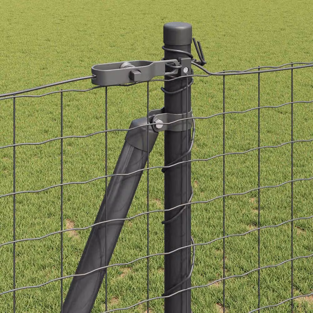 Berkfield Home Euro Fence with 7 Flanged Posts, Galvanised Steel, Dark Grey, W: 10 m, H: 1.2 m – 3