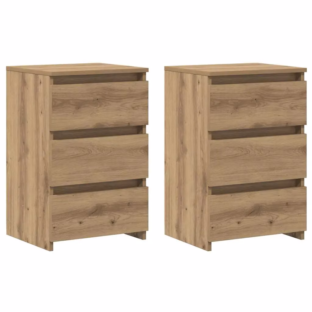 Berkfield Home Artisan Oak Bedside Cabinets, Set of 2, Brown, W/D/H: 40 x 35 x 62.5 cm – 2