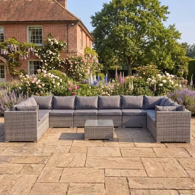 Rosewood & Stone Home Anglesey 10 Seat Large U-Shape Modular Garden Set in Grey – 1