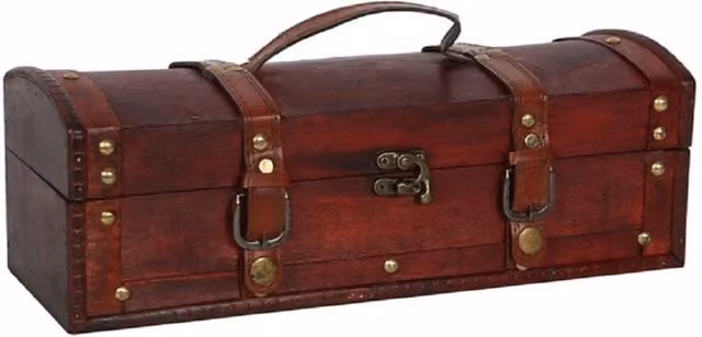 KDMK Retro Brown Solid Wood Jewelry Treasure Chest and Trinket Box