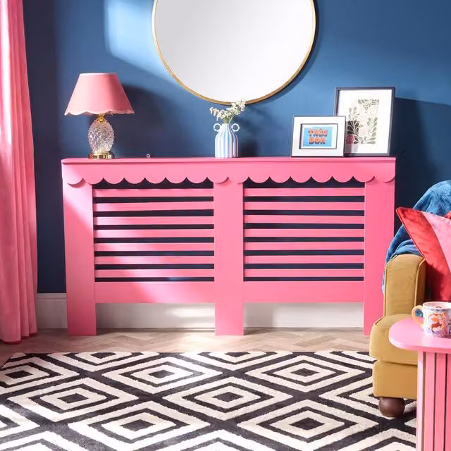 OHS Scallop Radiator Cover Sideboard Shelf in Bright Pink – 1