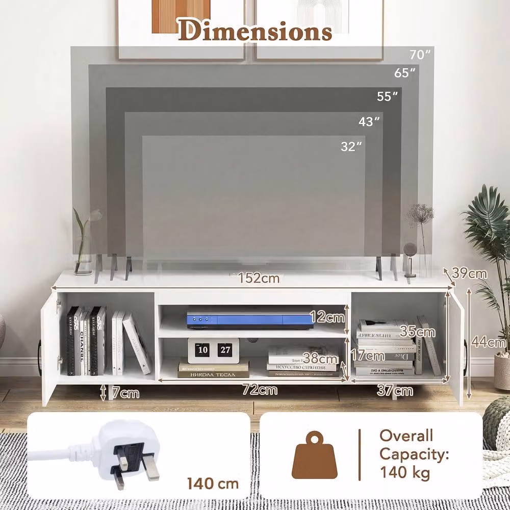 Costway White TV Stand for TVs up to 152 cm – 3