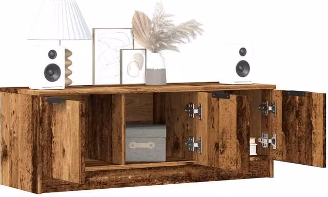 Berkfield Home Rustic TV Cabinet in Brown Engineered Wood W/D/H: 102 x 35 x 36.5 cm