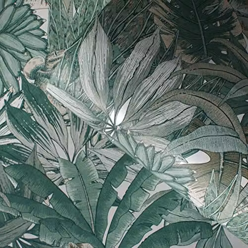 Muriva Lush Forest Gold Metallic Wallpaper with Tropical Foliage and Jungle Creatures – 2