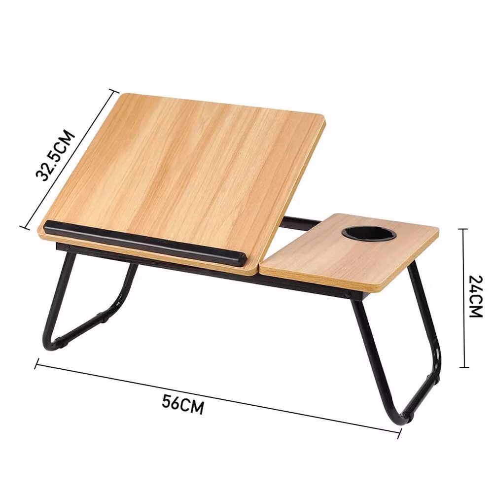 Kelvenix Folding Laptop Table in Brown Walnut with Tilting Top – 2