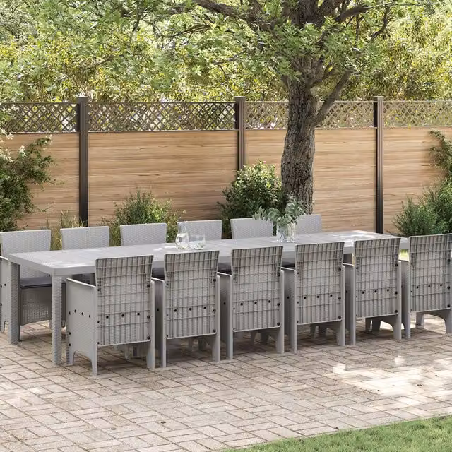 Berkfield Home 13 Piece Poly Rattan Garden Dining Set with Cushions in Grey – 1