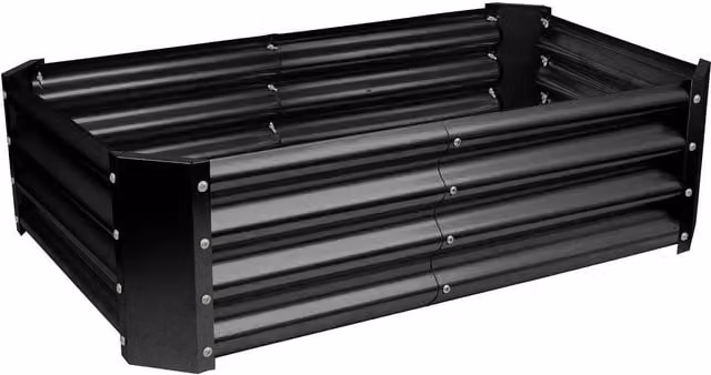 Harbour Housewares Black Galvanised Steel Raised Garden Bed, W: 120 cm, D: 60 cm