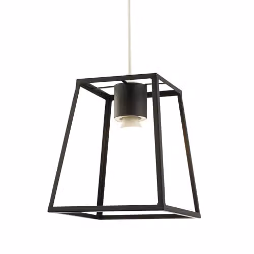 Happy Homewares Industrial Lantern Pendant Light Shade in Black Metal and Glass, W/D/H: 25 x 21 x 21 cm – 1