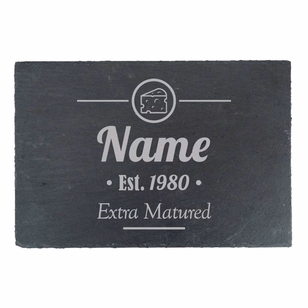Uniqueful Personalised Extra Matured Design Rectangular Slate Cheeseboard in Black – 2
