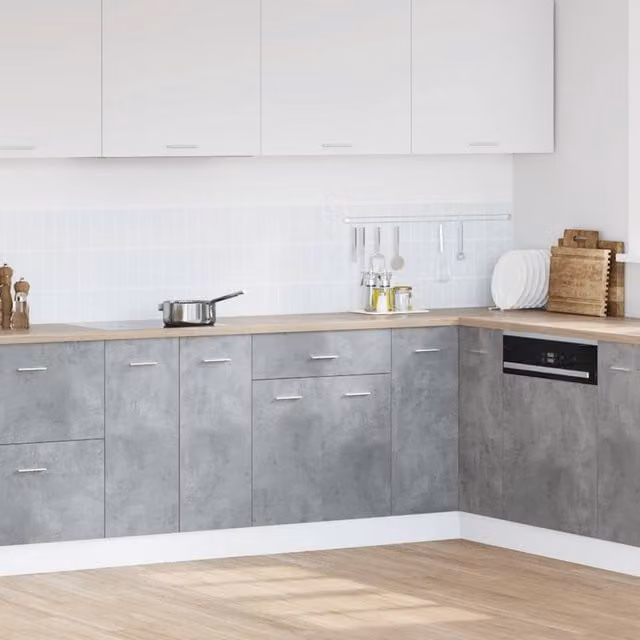 Berkfield Home Lyon Concrete Grey Freestanding Drawer Bottom Cabinet W: 60 cm, D: 46 cm, H: 81.5 cm – 1
