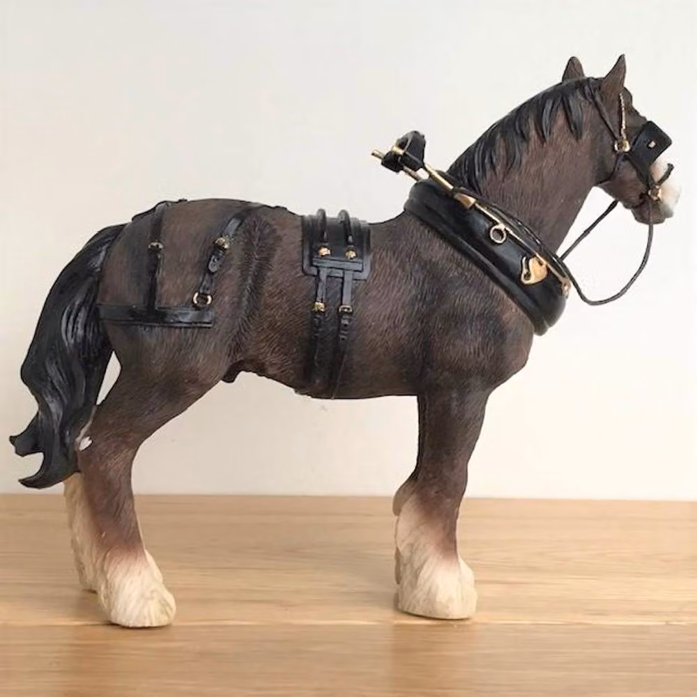 Leonardo Animal Crackers Bay Shire Heavy Horse in Harness Figurine, Brown and Multicolour – 4