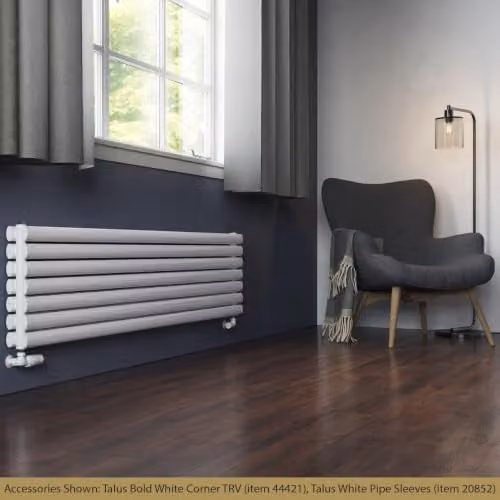 UK Radiators Omeara Axis White Elliptical Tube Horizontal Designer Double Panel Radiator W: 180 cm, H: 40.6 cm, D: 40.6 cm – 2
