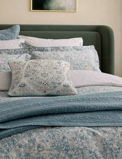 Bedeck of Belfast Oscar/Celina Blue Mix Pure Cotton Graphic Pillowcase
