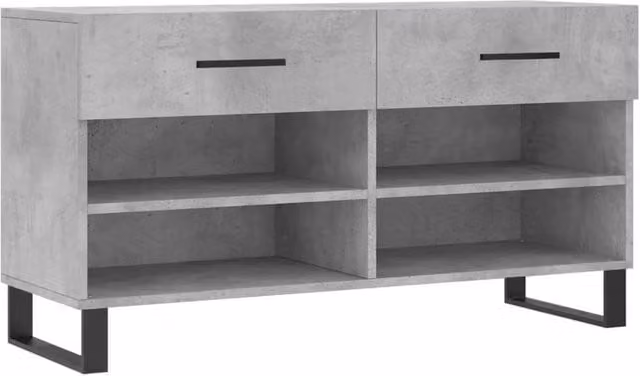 Berkfield Home Industrial Shoe Bench in Concrete Grey, W/D/H: 102 x 35 x 55 cm – 1