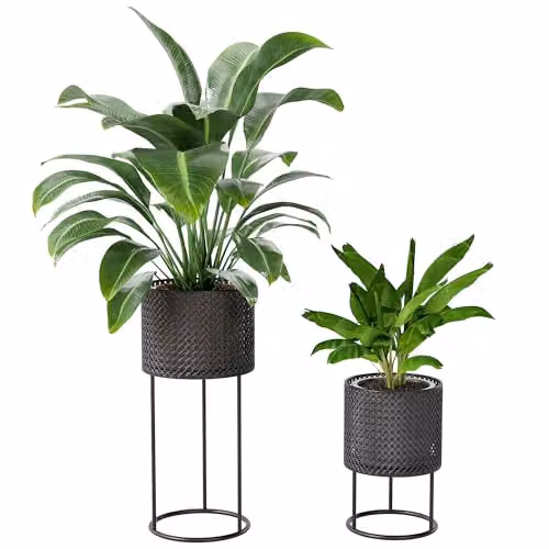 Outsunny Metal Planter Set of 2 Black Stackable Pots for Indoor and Outdoor Use – 1