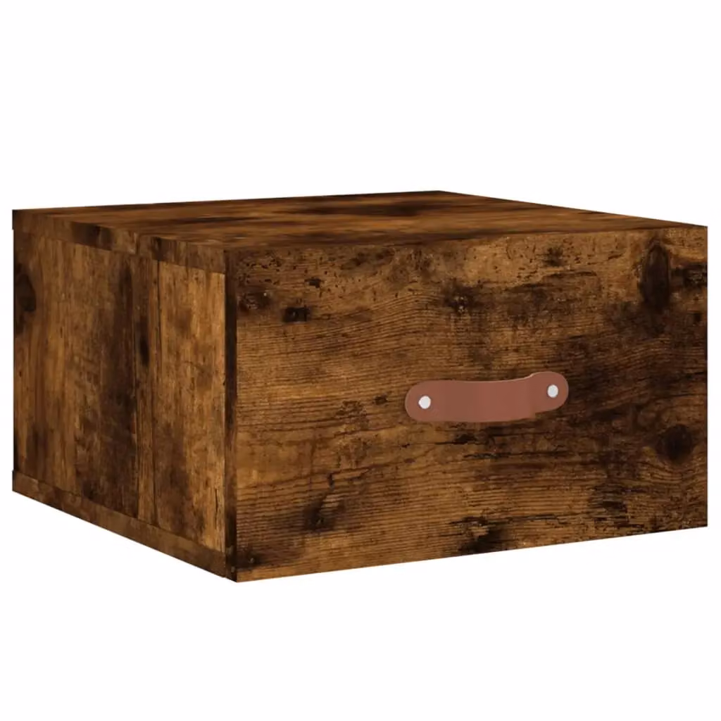 Berkfield Home Wall-mounted Bedside Cabinet in Smoked Oak Brown, W/D/H: 35 x 35 x 20 cm – 2