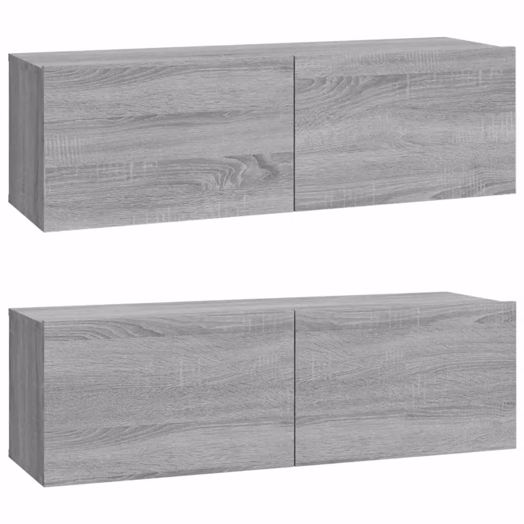 Berkfield Home Set of 2 Wall Mounted TV Cabinets in Grey Sonoma, W/D/H: 100 x 30 x 30 cm – 2