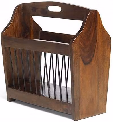 Archers Santa Clara Brown Lacquered Acacia and Sheesham Wood Magazine Rack