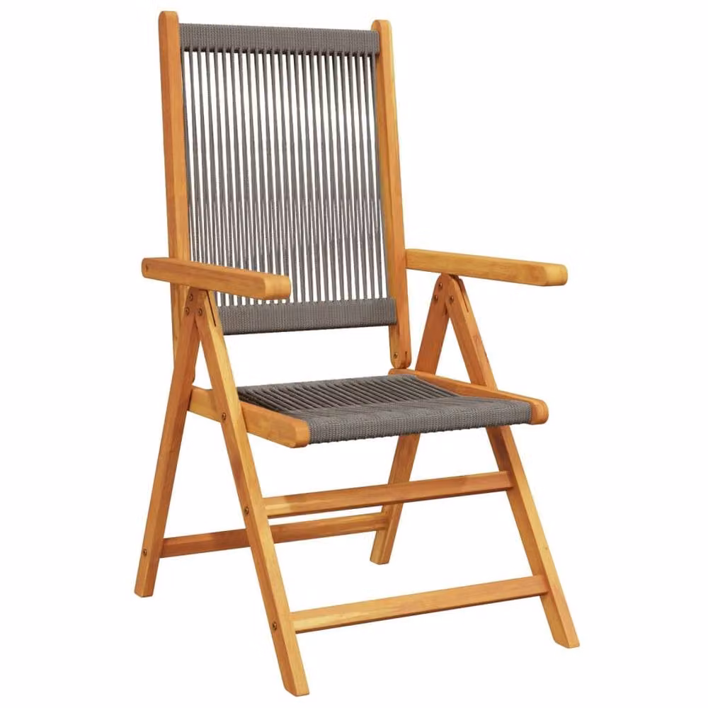 Berkfield Home Set of 6 Reclining Grey Acacia Wood Garden Chairs with Armrests – 3