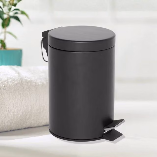 Marco Paul 3L Small Black Pedal Bathroom Bin with Removable Inner Bucket