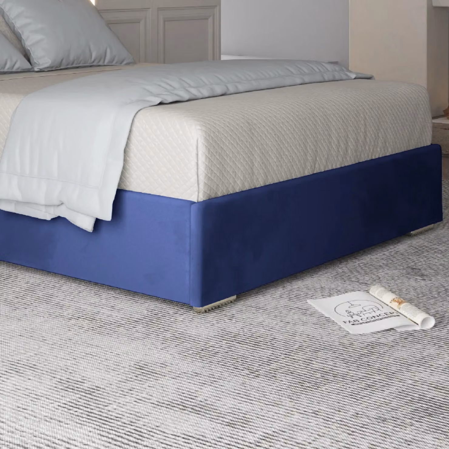 Casani Blue Velvet Upholstered Metal Designer Bed Frame W/D/H: 180 x 200 x 127 x 174 cm – 4