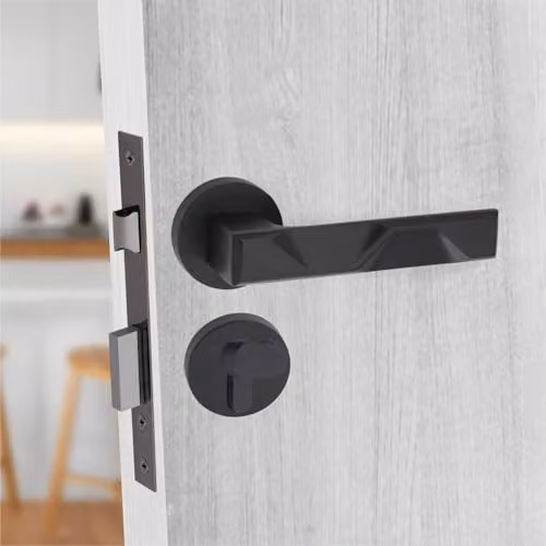 Golden Grace Nova Euro Lock Door Handles with Hinges, Matt Black – 3