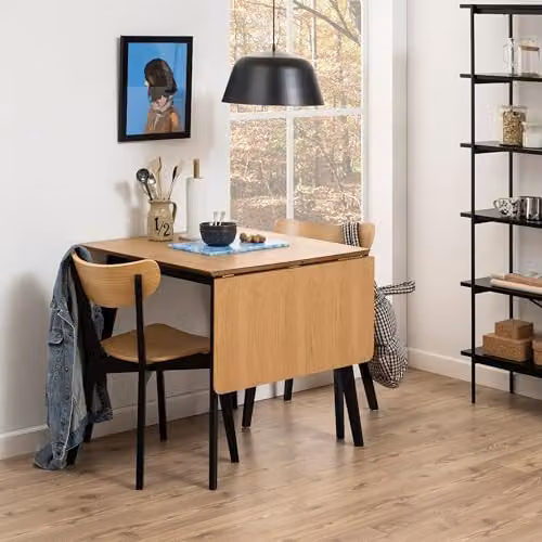 Furniture To Go Roxby Extendable Dining Table and 2 Dining Chairs Set, Oak and Black – 1