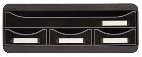 Exacompta 4 Drawer Toolbox Set in Black, W/D/H: 27.0 x 35.5 x 13.5 cm, Suitable for A4 Documents