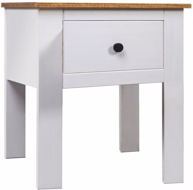 Berkfield Home Panama Range White Pine Bedside Cabinet W/D/H: 46 x 40 x 57 cm