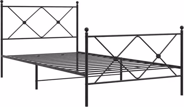 Berkfield Home Metal Bed Frame with Footboard, Black, W/D/H: 100 x 190 x 90.5 cm
