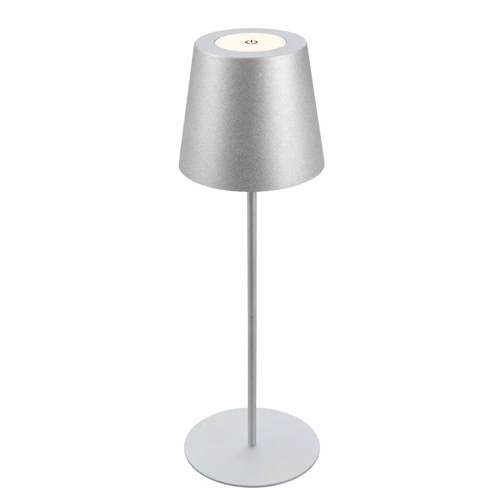 Briloner Rechargeable LED Table Lamp, Matt Chrome and Silver, IP44 Dimmable Warm White Light – 2