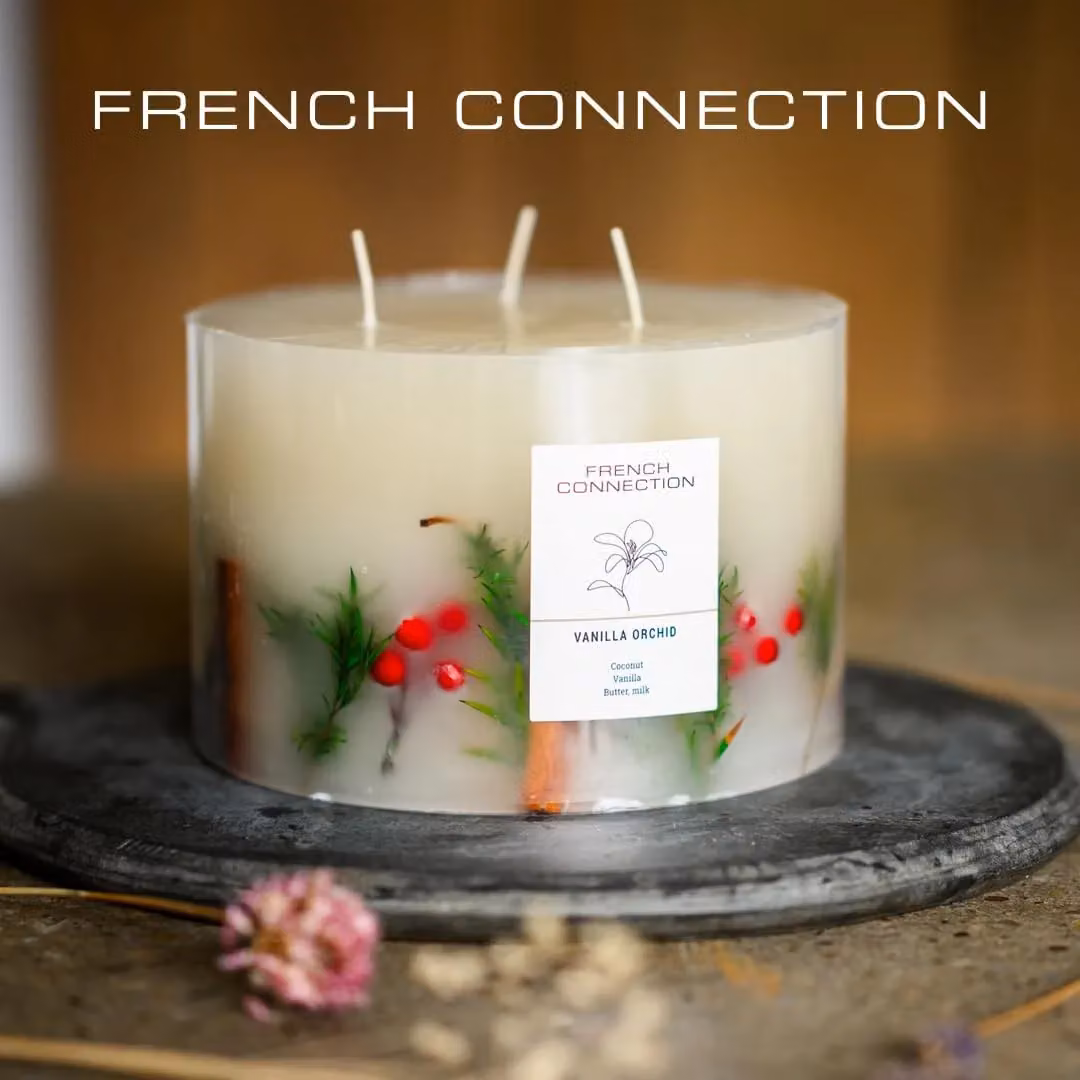 French Connection Vanilla Orchid Botanical Pillar Scented Candle, 660g – 3