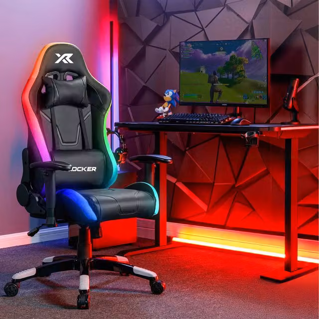 X Rocker Agility Junior RGB Esport Gaming Chair in Black Synthetic Leather