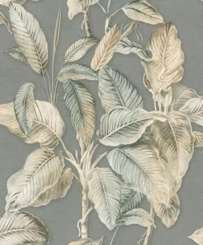 Rasch Boho Palm Leaf Botanical Textured Vinyl Wallpaper in Blue and Green – 1